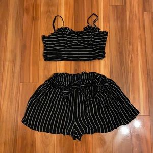Matching shorts and cropped top
